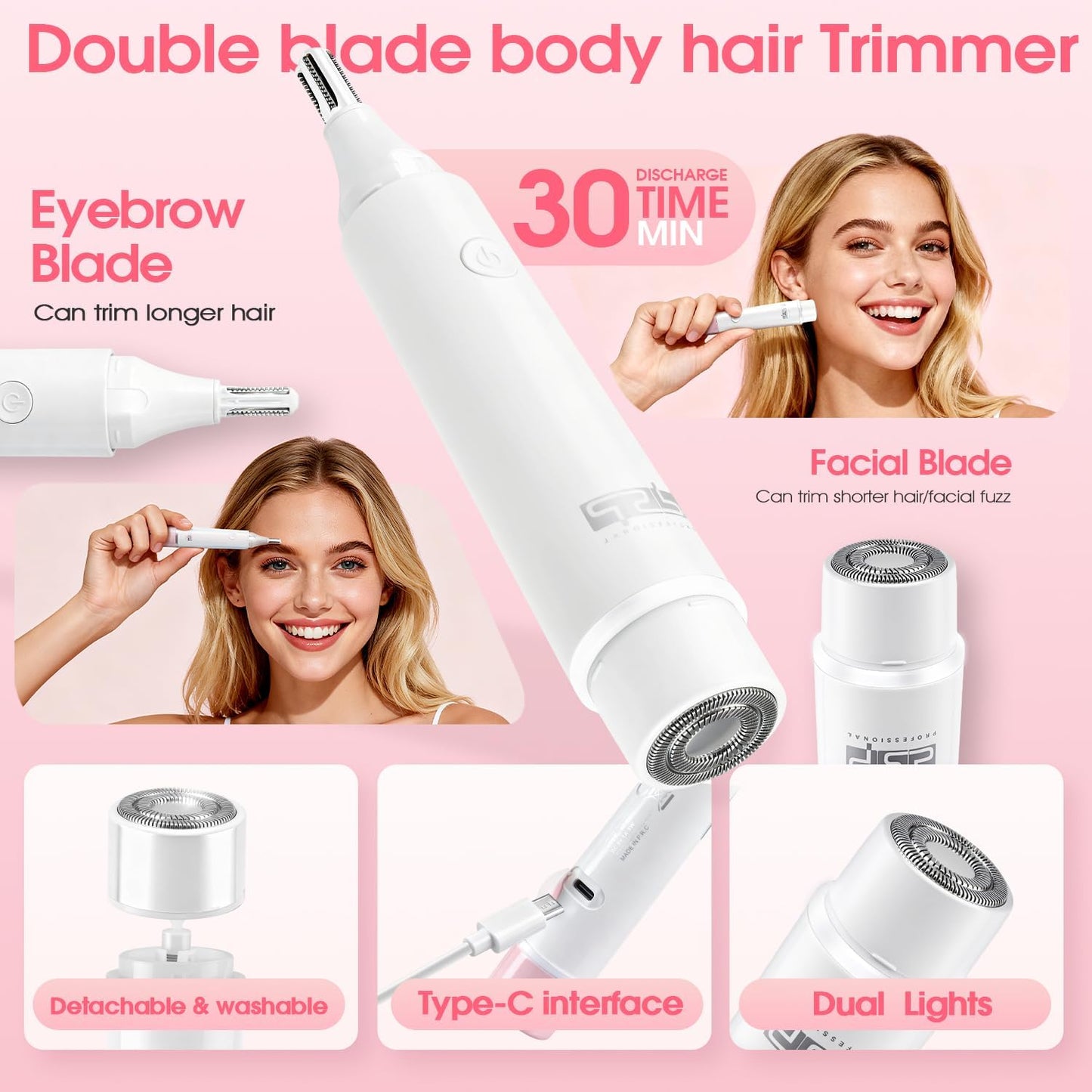 Epilators for Women - 2-Speed Hair Removal & Eyebrow Trimmer | Facial & Body Shaver for Legs, Face, Bikini, Arms