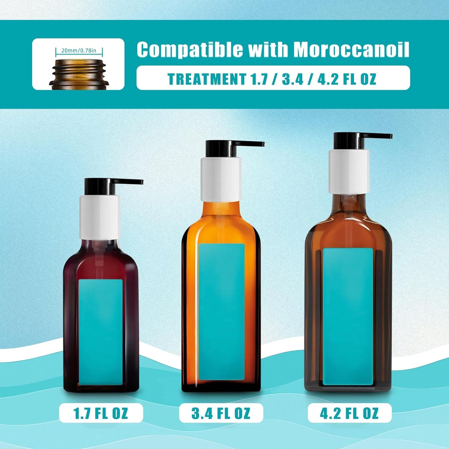 MOROCCANOIL Compatible Dispenser Pump Replacement - 2PCS Plastic Pumps with Lock Clip for Hair Oil Bottles | 1.7/3.4 Fl Oz