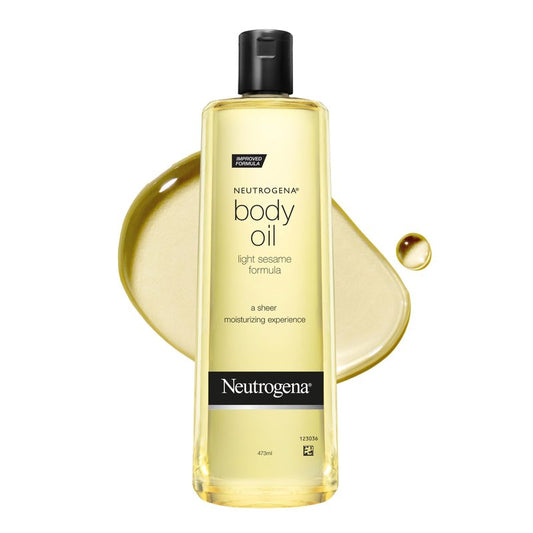 Neutrogena Body Oil Light Sesame Formula, Lightweight, Quick-Absorbing Nourishing Moisturizing Oil, Before and After Shower Application for Smooth, Radiant Looking Skin, Non-Greasy Feel, 16 fl oz