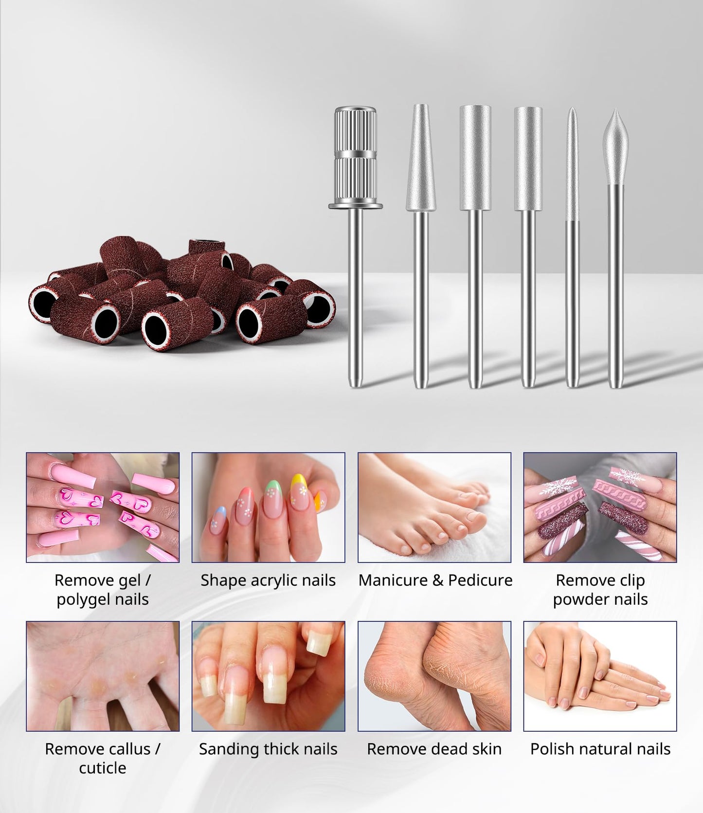 AIRSEE Portable Electric Nail Drill Professional Efile Nail Drill Kit for Acrylic, Gel Nails, Manicure Pedicure Polishing Shape Tools with 11Pcs Nail Drill Bits and 56 Sanding Bands N24 (Purple)
