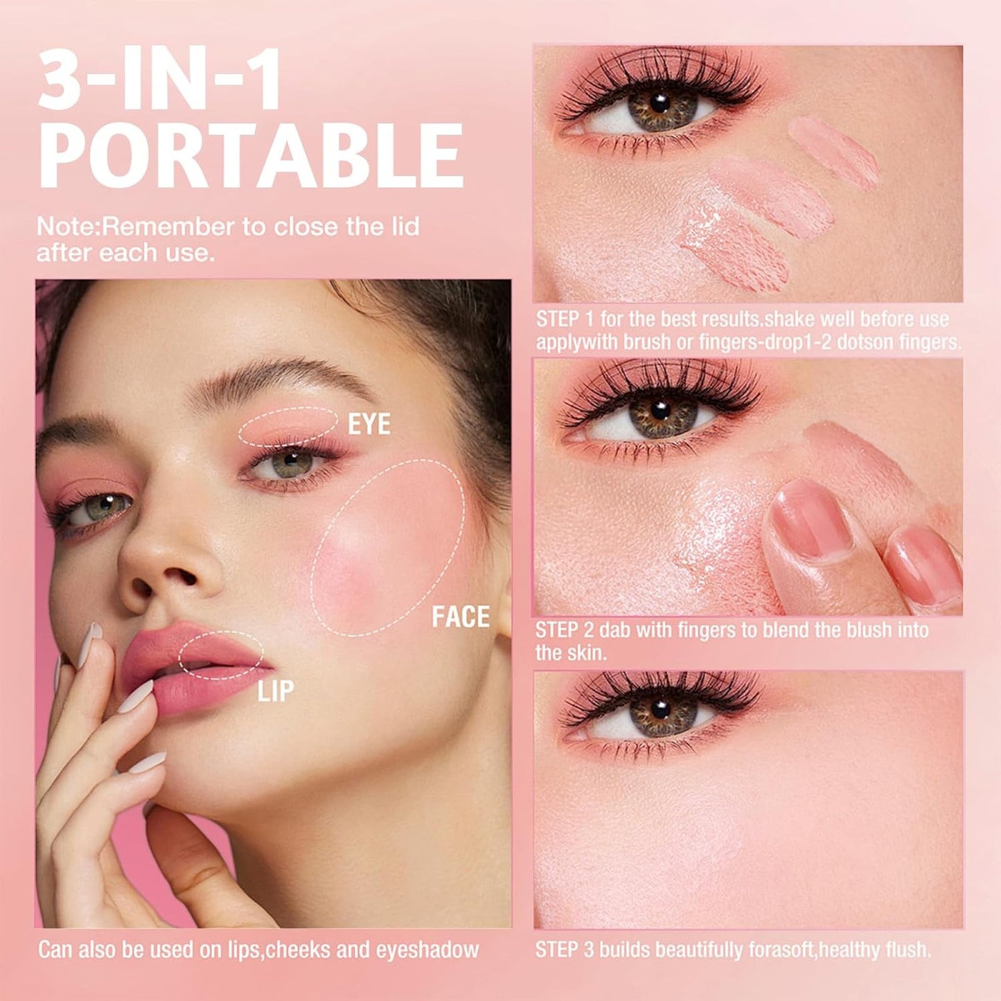 Blush Liquid Makeup Cream Stick - Blendable Soft Peach Tint for Mature Skin | Easy Application, Sheer Finish