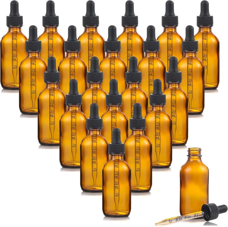 Parfumlism 20 Pack Amber Glass Dropper Bottles 4 oz with Graduated Droppers – Ideal for Essential Oils, Serums & Tinctures – Leakproof 120ml Dispenser for DIY, Travel & Small Business