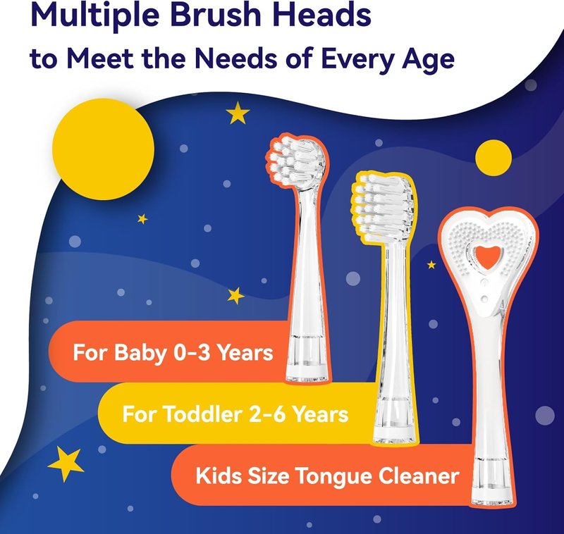 Kids Electric Toothbrush - Rechargeable with Smart Timer & LED Light | Soft Bristles for Ages 2-4 (Blue)