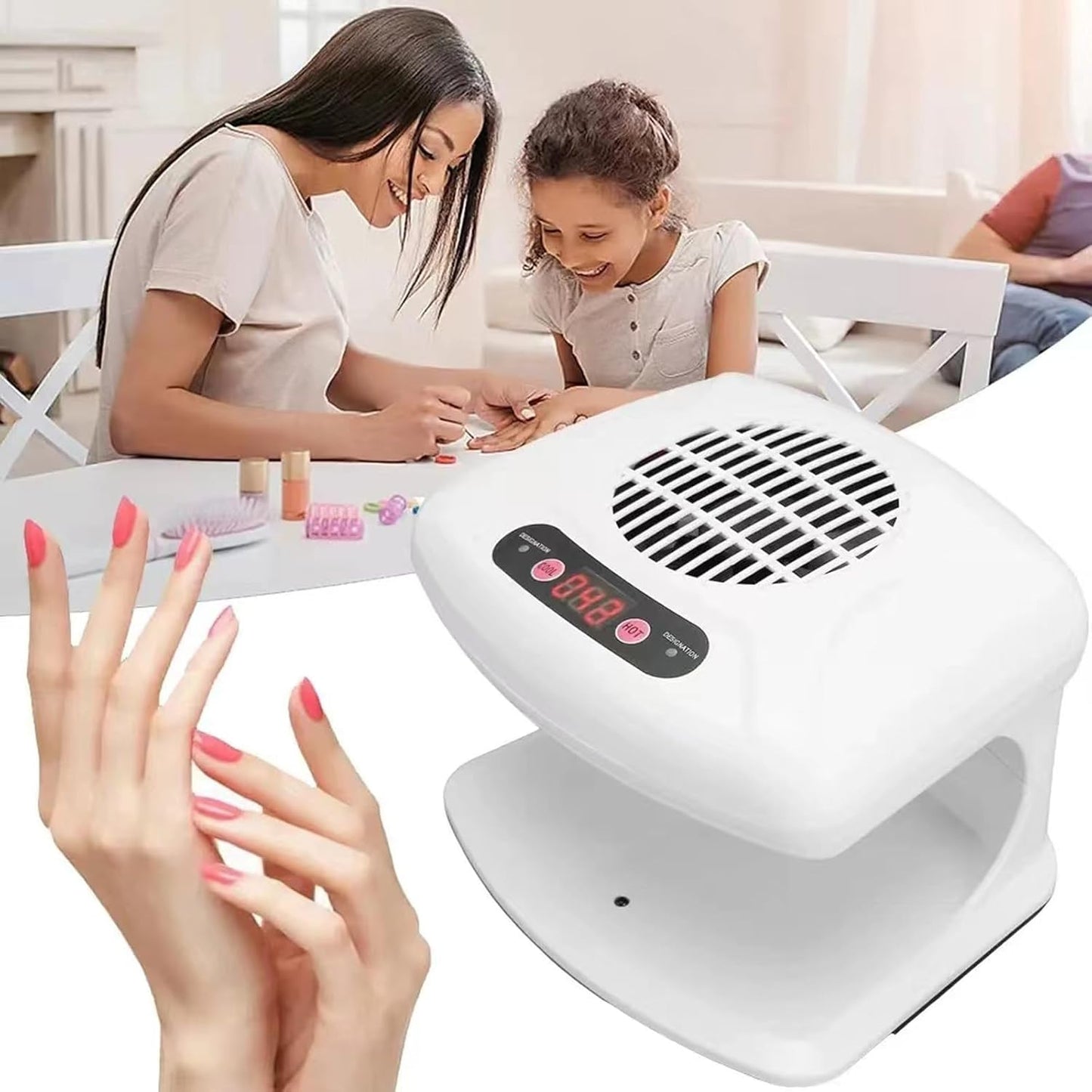Nail Dryer for Regular Polish - 300W 2-in-1 Auto Sensor Hot & Cold Air | Professional Manicure Salon Use (White)