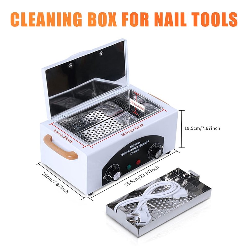 Nail Tool Sterilizer - High-Temperature Dry Box with Timer for Manicure & Hairdressing | Cleans Tweezers & Metal Tools