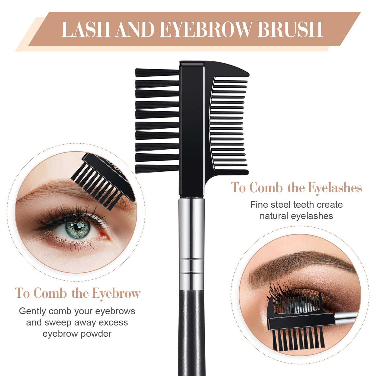 Perthlin Eyelash Curlers with Comb Eyebrow Brush Kit for Women Lash Curler Eyelash Comb Seperator Mascara Brushes Eyebrow Brush and Comb Silicone Refills Pads