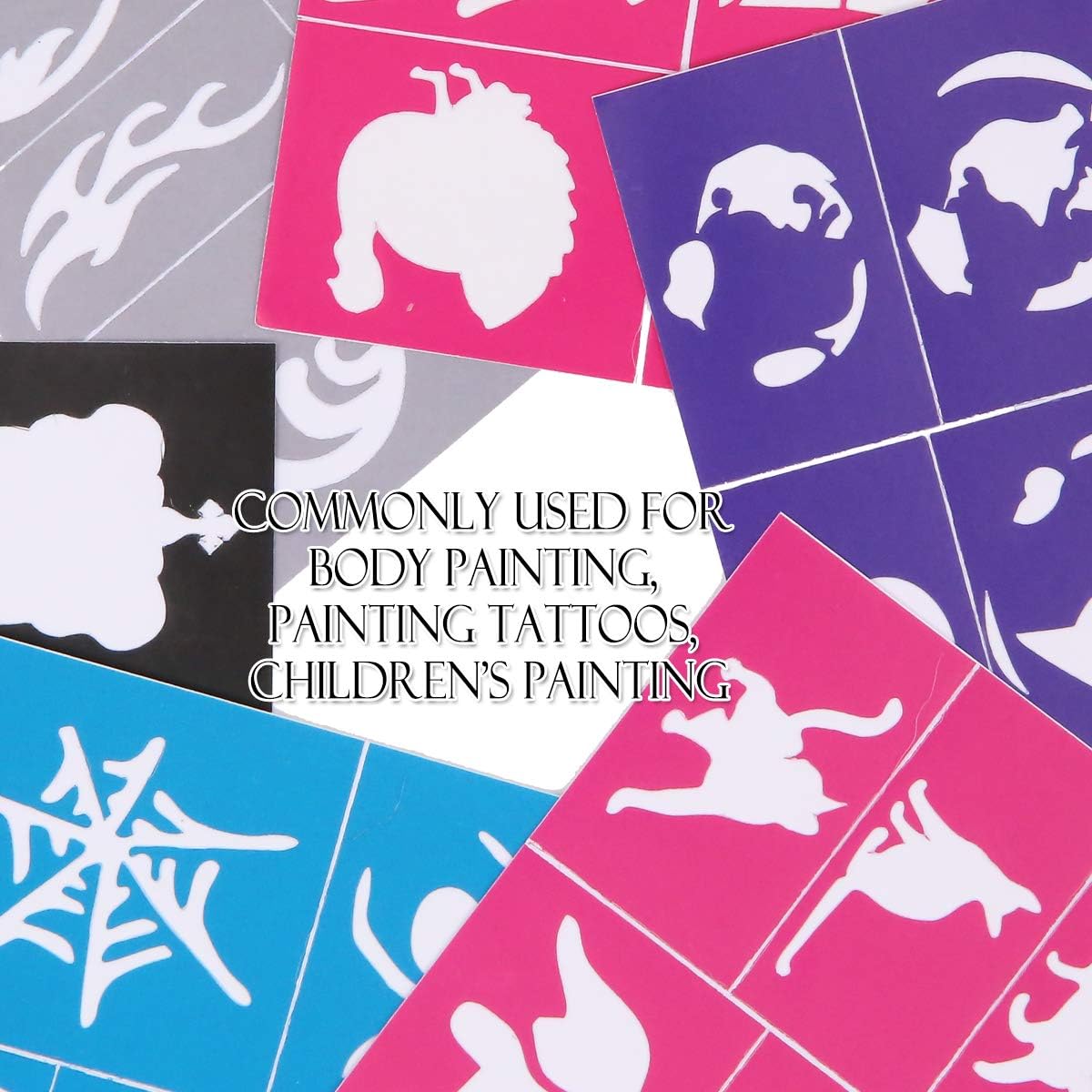 Reusable Face and Body Paint Stencils Kit | Glitter Temporary Tattoo Designs for Kids' Parties & Events