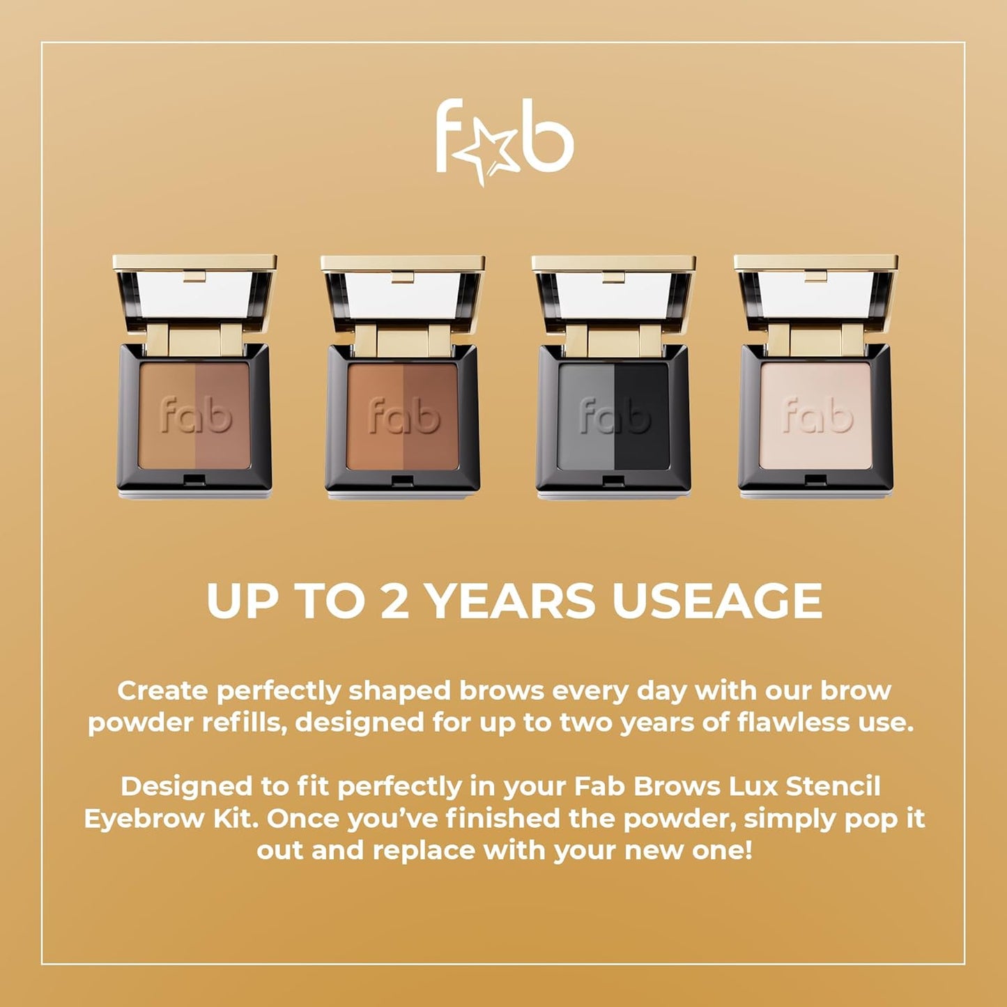 Lux Eyebrow Kit Refill Powder - Natural Definition for Light Brown & Medium Brows | On-The-Go Convenience