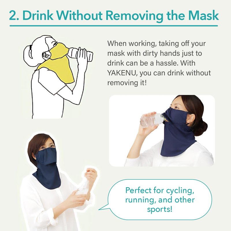 YAKeNU UV CUT MASK UV Sun Protection Mask for Face & Neck, Yake-nu SO-Cool Smart, for Men (532 Heather Blue)