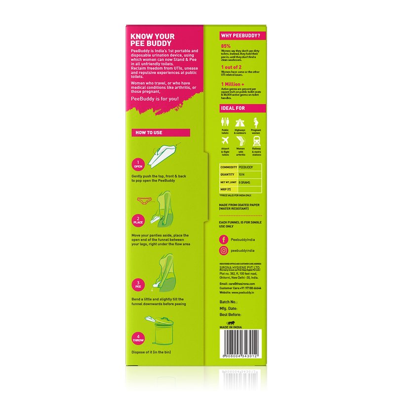 PEE BUDDY 80 Funnels Portable Female Urination Device | Disposable Female Urinal Funnel | Travel, Camping & Hiking and Outdoor Activities | Foldable and Compact Stand and Pee Funnel for Women, Girls
