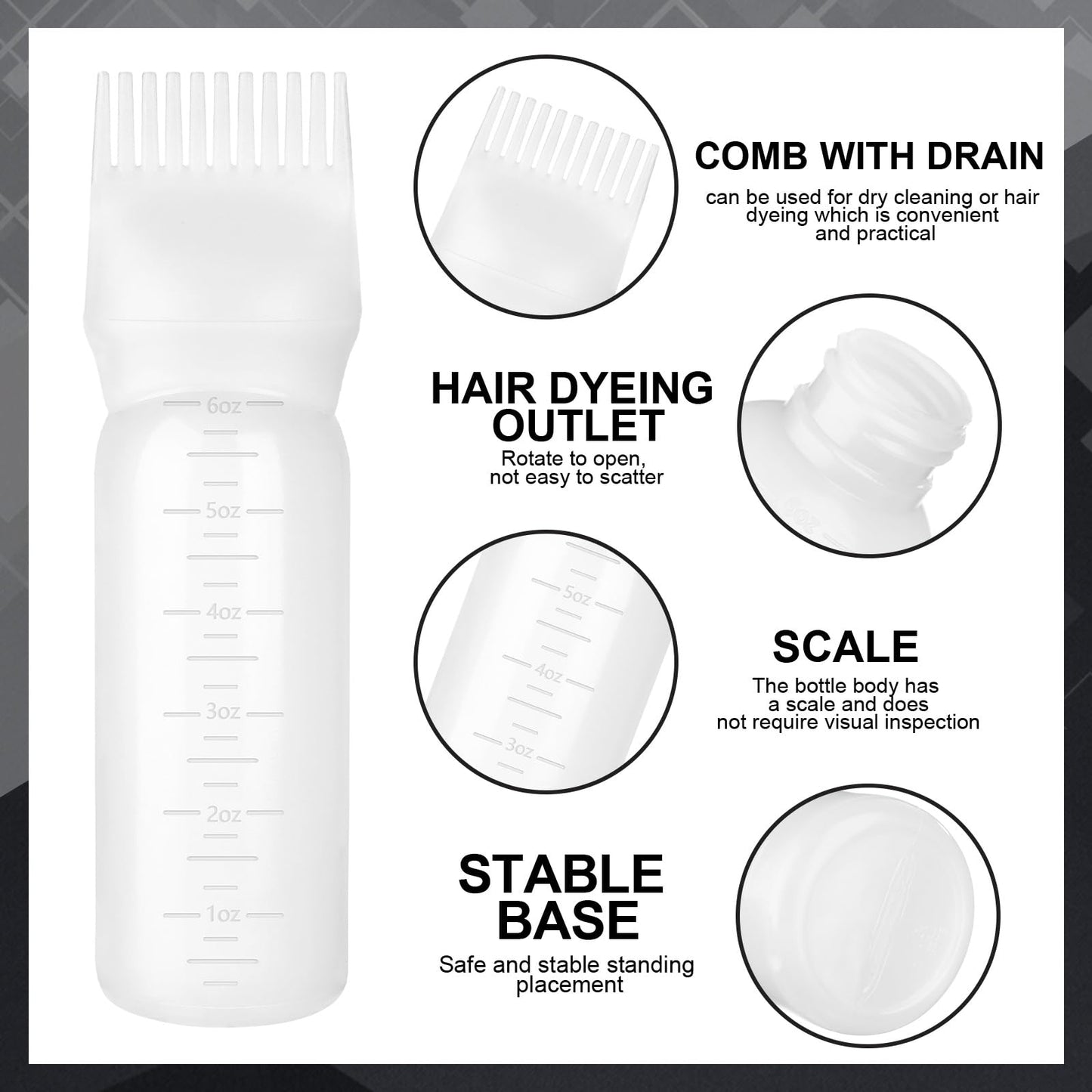 Root Comb Applicator Bottle Oil Applicator for Hair Dye & Scalp, White