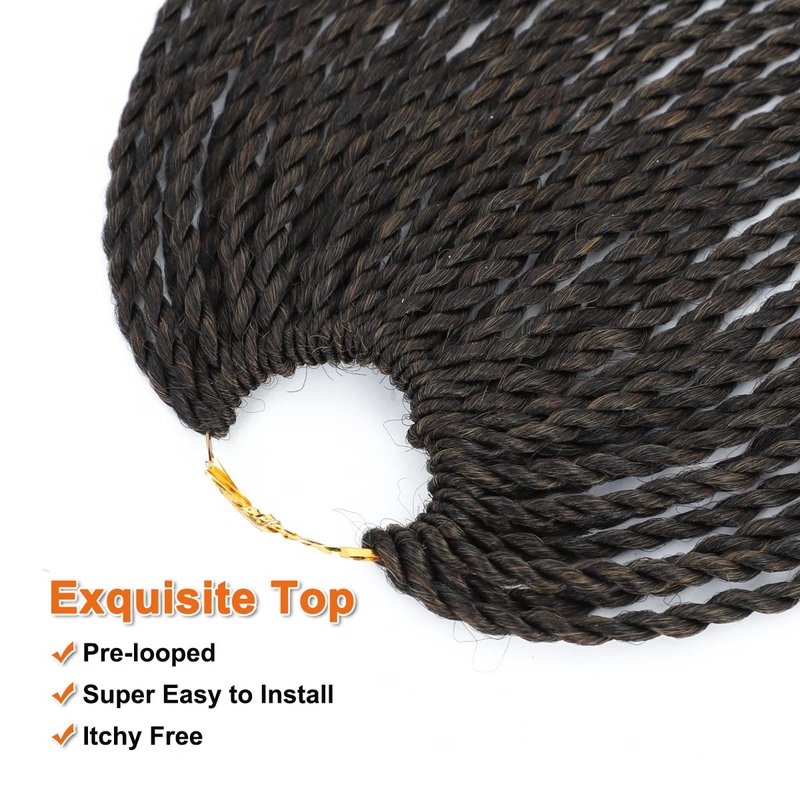 NAYOO Senegalese Twist Crochet Hair Extensions for Protective Styles, Synthetic Fiber, Easy Install for Beginners. 22 Inch Ombre Crochet Twist Hair for Black Women