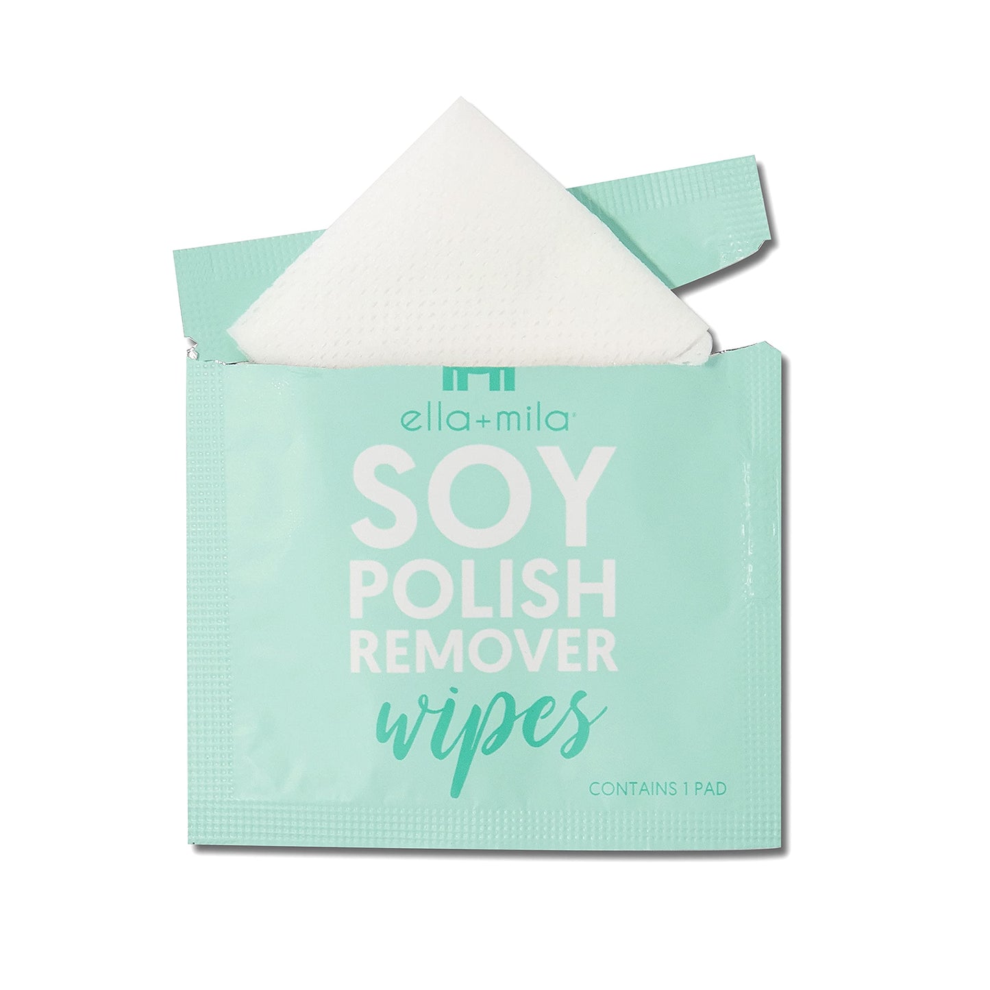 ella+mila Soy Nail Polish Remover Wipes - Non-Acetone, Non-Toxic Fingernail Polish Remover Pads - Travel Size, Individually Wrapped, Lint Free - Enriched with Vitamins (12 Pack)