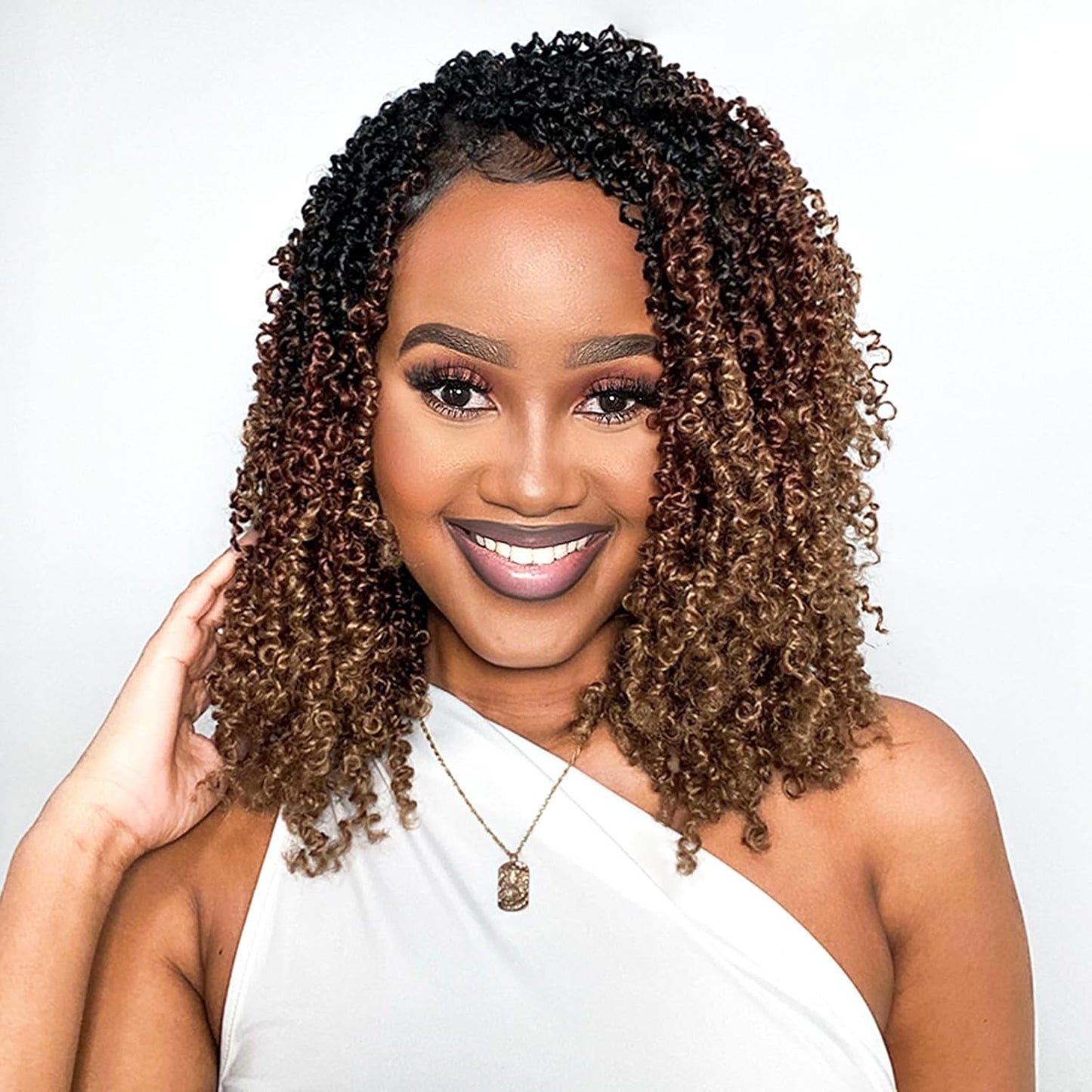 Yanky Mini Twist Crochet Hair - 10 Inch Passion Twist for Black Women | Pre-Twisted with Curly Ends (1B/30/27#)