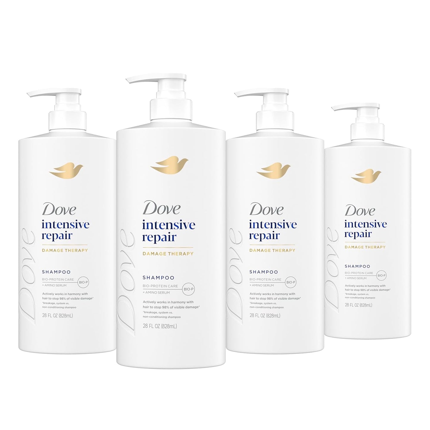 Dove Shampoo - Intensive Repair for Damaged Hair with Bio-Protein & Amino Serum | 28 Fl Oz (4 Pack)