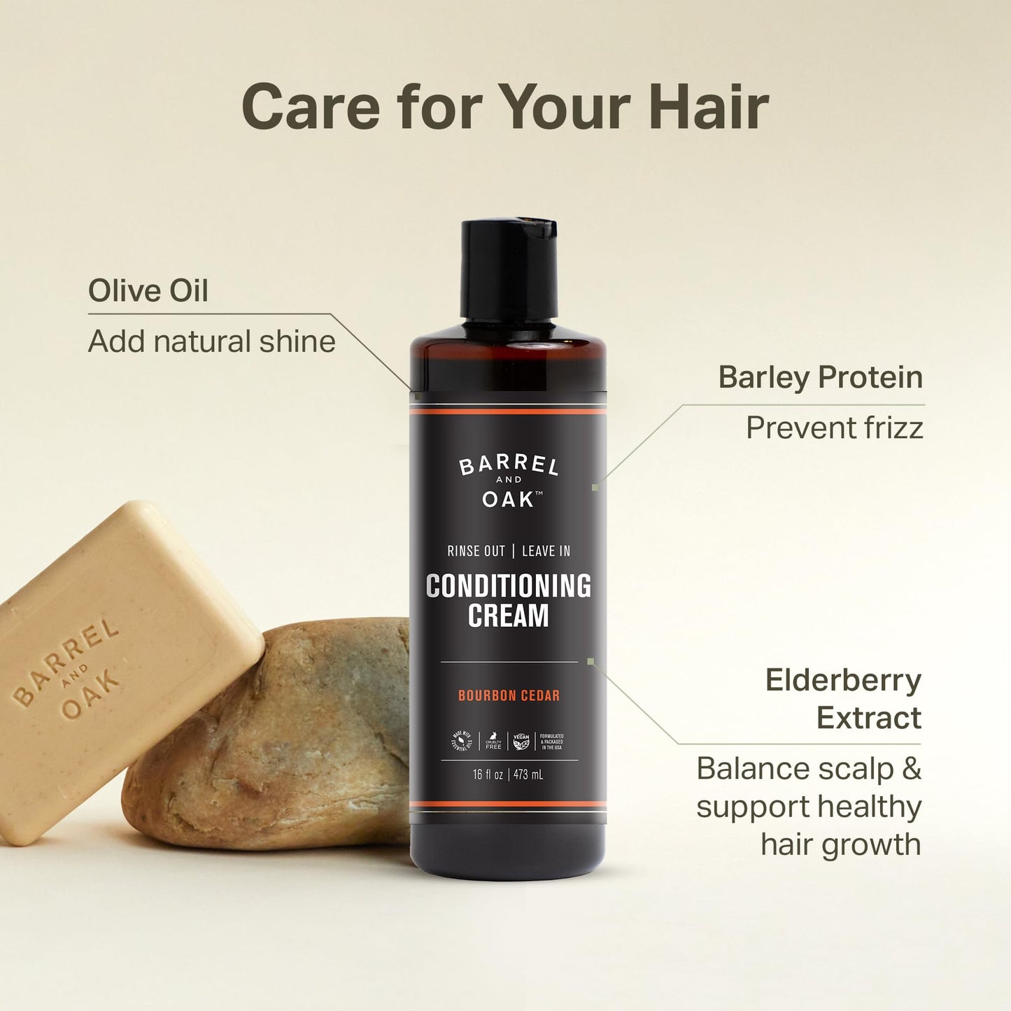 Barrel and Oak Shampoo and Conditioner Set, Mint and Eucalyptus Charcoal Shampoo and Bourbon Cedar Rinse-Out Leave In Conditioner for Men, Vegan Hair Care Essentials, 16 oz Each