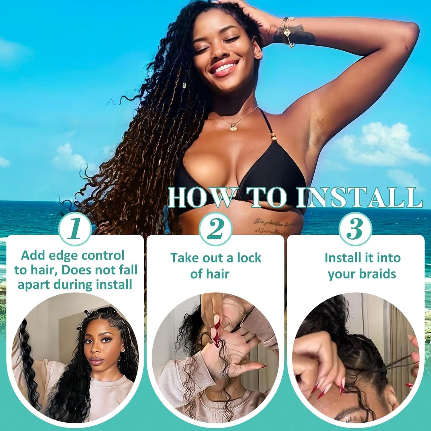 Ombre Human Braiding Hair - 14 Inch Deep Wave Bulk for Knotless Bohemian Braids | 3 Bundles T1B/350