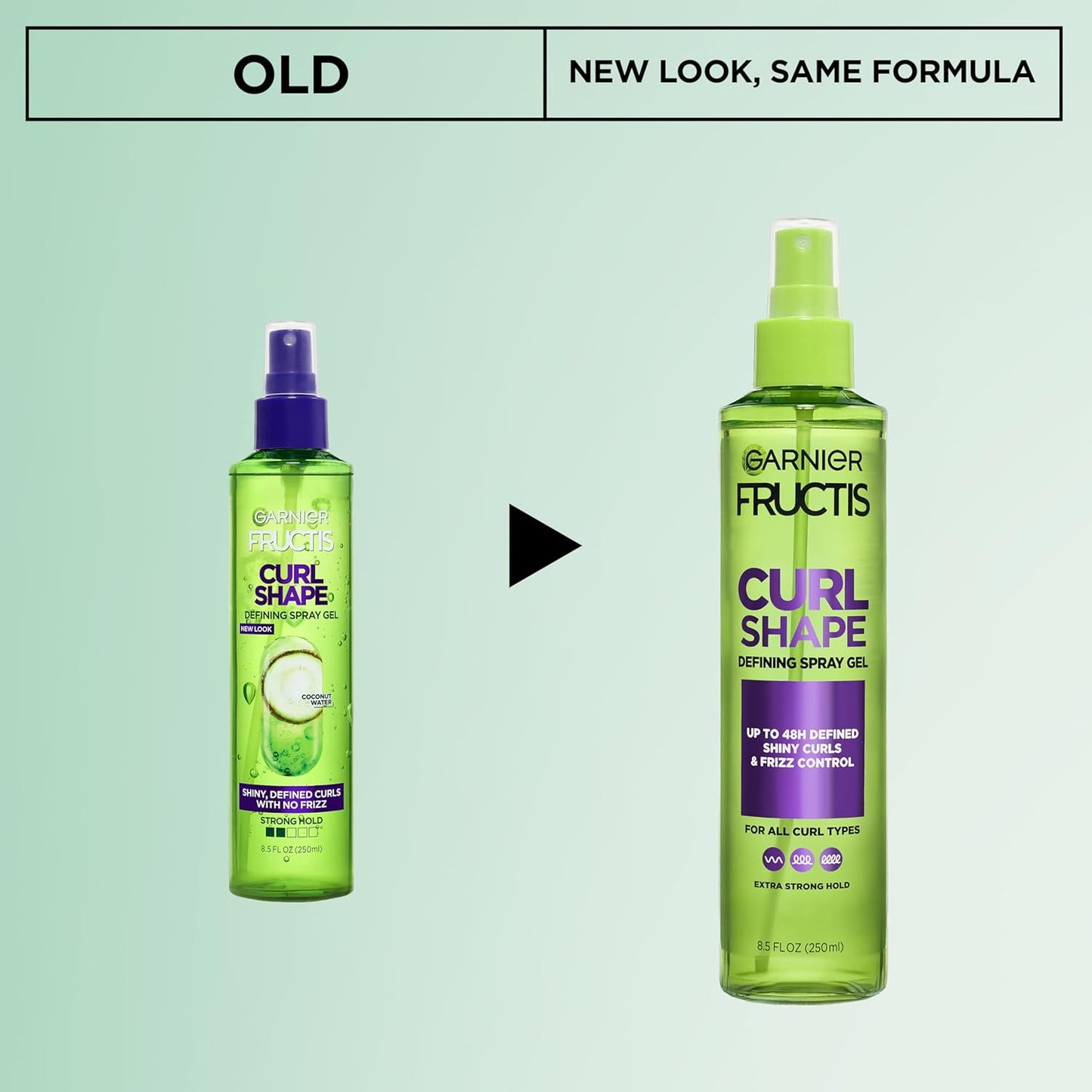 Garnier Fructis Curl Shape Defining Spray Gel - Strong Hold Frizz Control for Curly Hair | 8.5 fl oz, 3 Pack