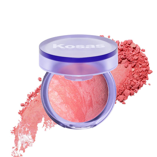 Kosas Blush is Life Baked Powder – Talc-Free Hydrating Blush with Squalane and Hyaluronic Acid, Warm Peachy Pink