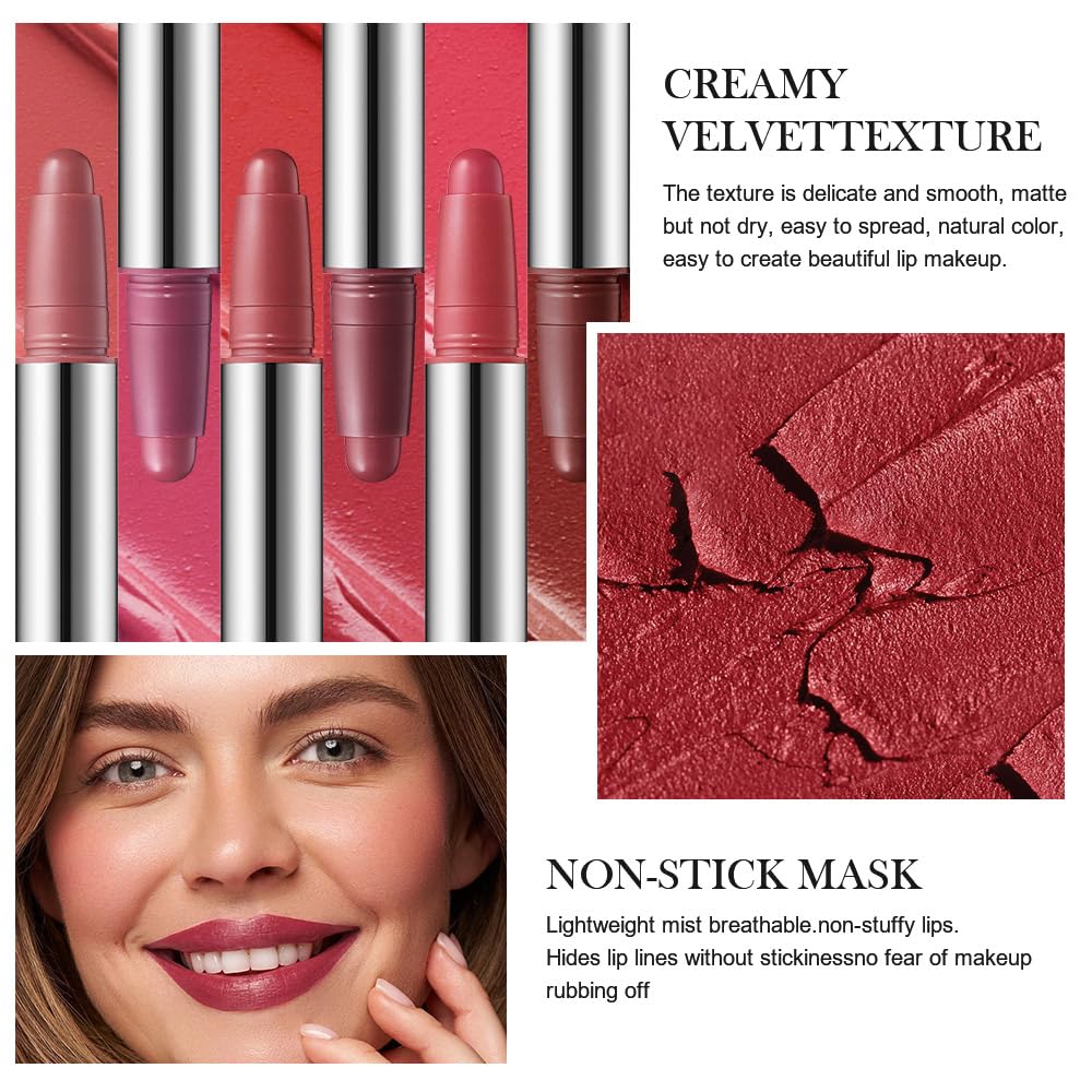 Matte Lipstick Crayon Set - High Pigment Creamy Formula, Waterproof & Long-Lasting | Velvet Matte Finish, 2 Pcs