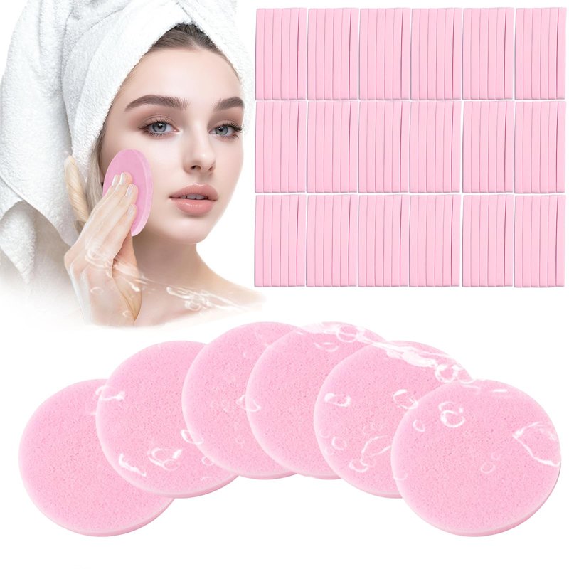 Mgiflw Compressed Facial Sponge,Reusable Makeup Blender 250 Count,Soft Round Wash Sponges for Estheticians Makeup Removal,Face Cleansing Exfoliating Compress Spa Pads for Women,Pink