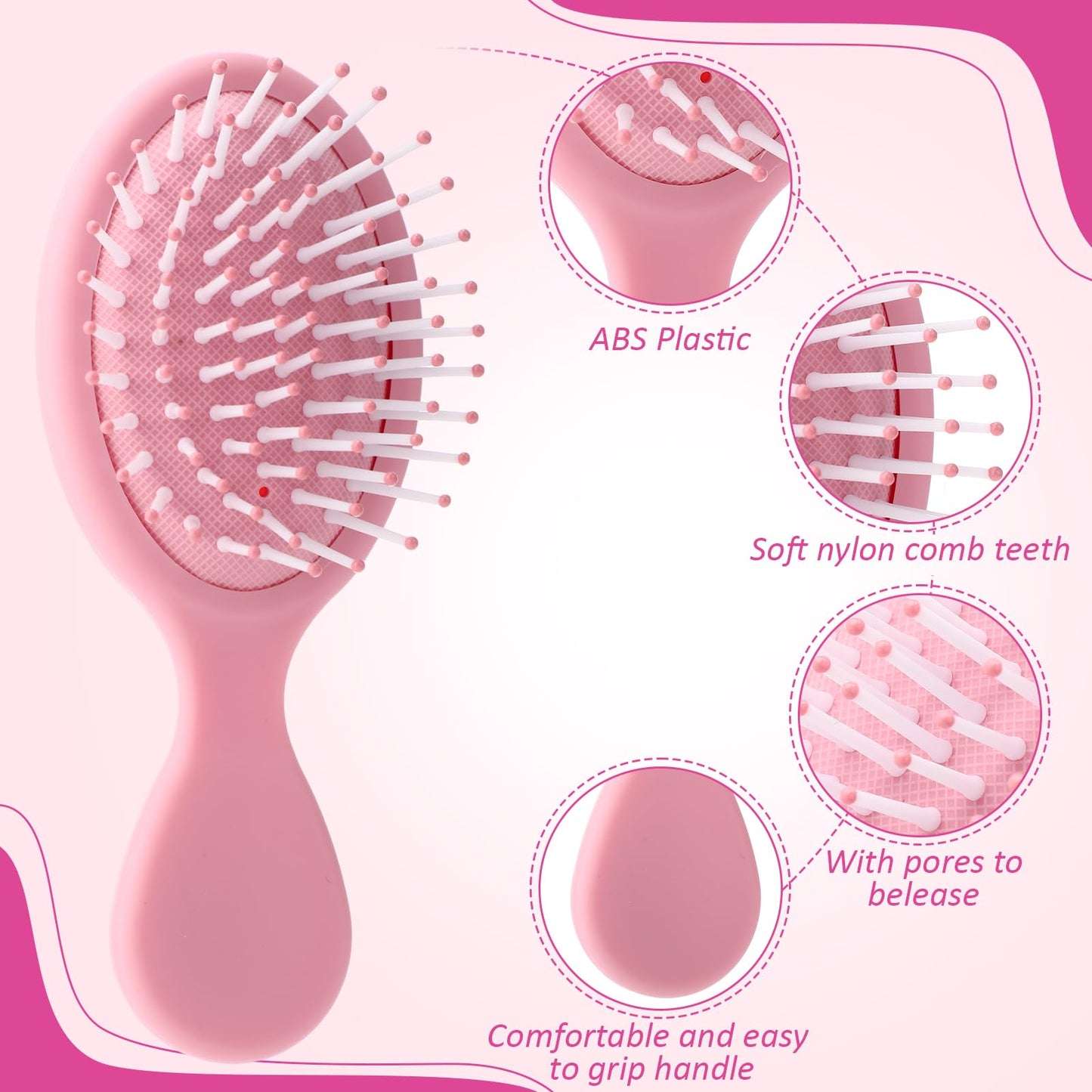 Zopeal 28 Pcs Kids Gifts Wet Hair Mini Brush Travel Hygiene Supplies Bulk Girl Back to School Small Pocket Summer Camp Hairbrush Detangler Soft Bristle Bridesmaid Party Favor(14 Colors)