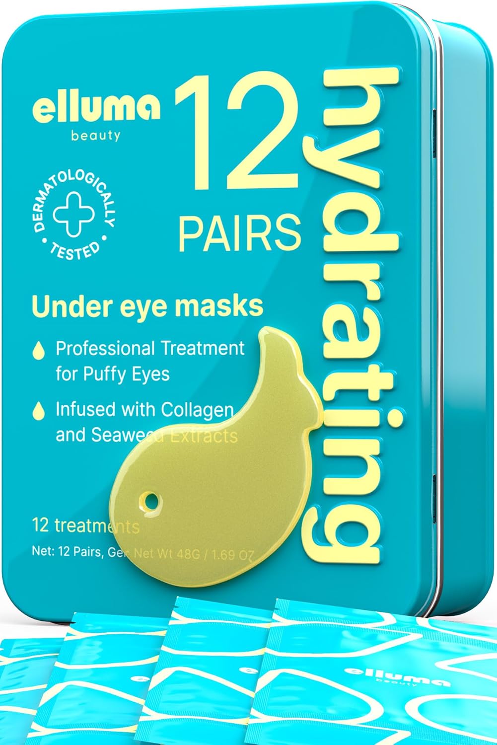Hydrogel Under Eye Patches - 12 Pairs for Puffy Eyes, Dark Circles & Wrinkles | Hydrating with Seaweed Extracts