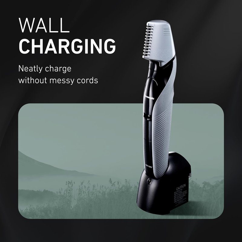 Panasonic Electric Body Trimmer for Men - Cordless Washable Groomer with 3 Attachments | Black ER-GK60-S