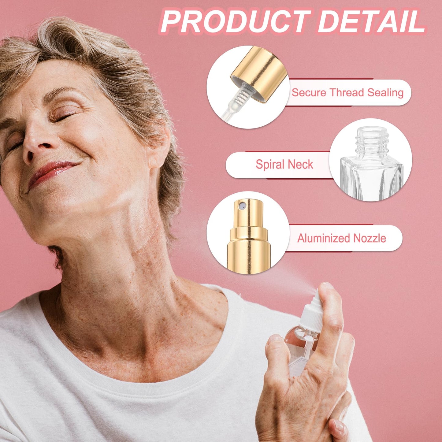 uxcell 8ml Glass Mini Perfume Bottles, 20Pcs Fine Mist Bottle Refillable Empty Mini Spray Bottles with Aluminized Nozzle for Perfume, Travel Liquid, Essential Oil(Clear/Gold)