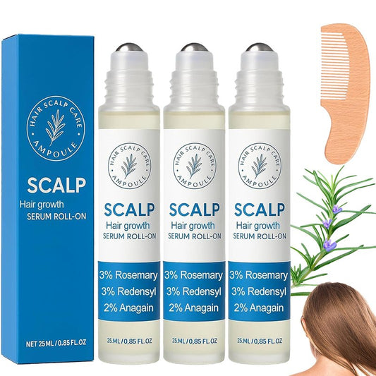 Aparthy Hair Growth Roll On, Rosemary Hair Growth Serum, Advanced Hair Growth Roll-On Serum, Thicker & Stronger Hair, Nourishes Scalp & Roots for All Hair, Women and Men (3pcs)