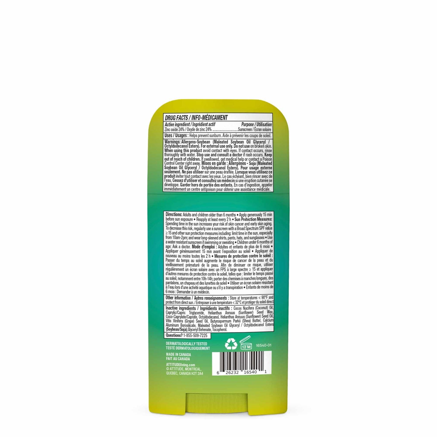 ATTITUDE Mineral Sunscreen Stick SPF 50, Broad Spectrum Zinc Oxide, EWG Verified, Non-Nano, Mess-Free Stick for Face & Body, Lightweight Non-Greasy, Vegan, Unscented, 2 Oz