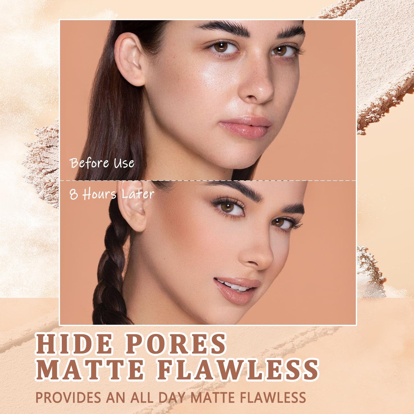 NAISSIYA Oil Control Face Pressed Powder,Matte Smooth Flawless Finishing Powder Makeup,Lightweight Waterproof Long-Lasting Setting Powders Foundation,0.35 Oz(CLASSIC IVORY)