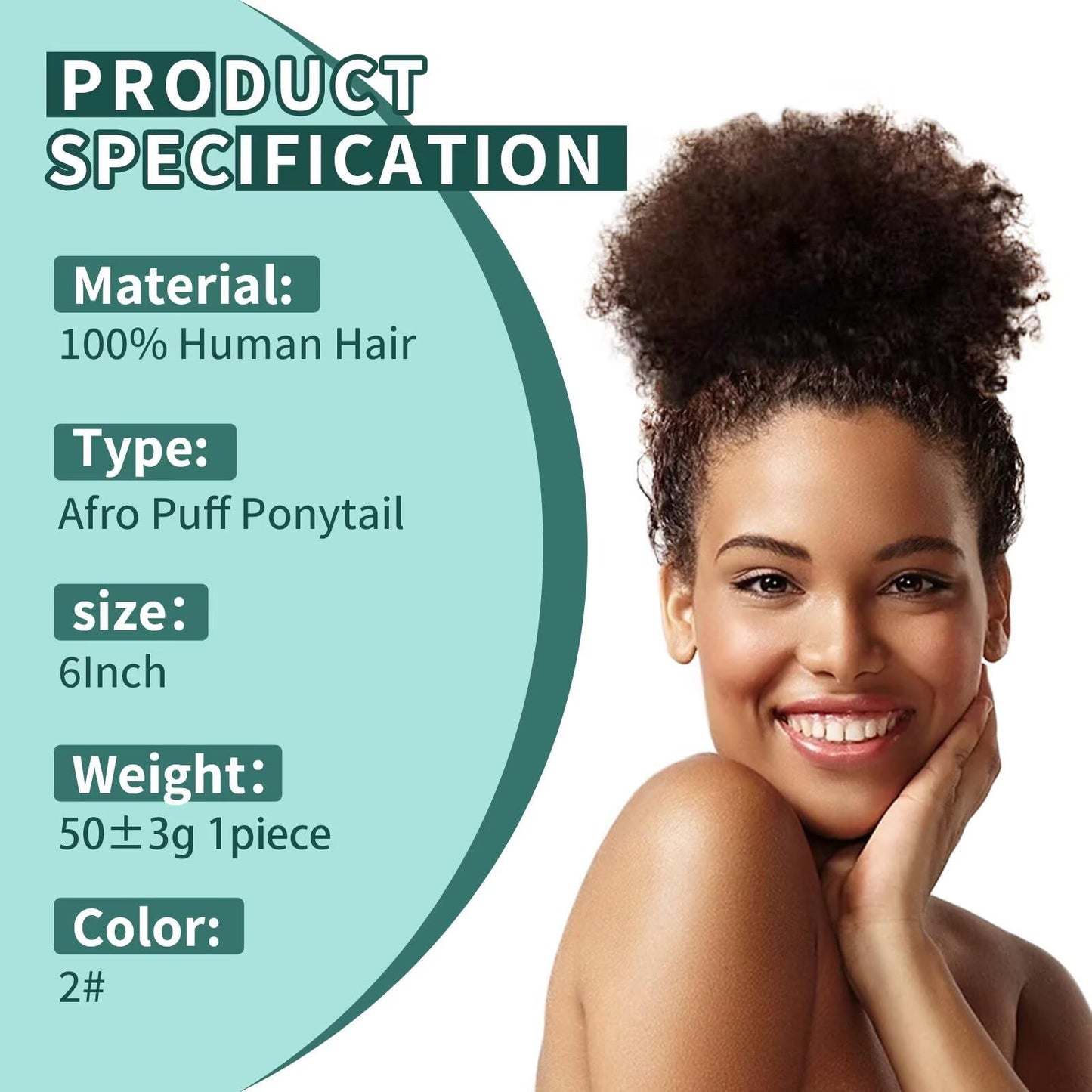 SPIKFN Afro Puff Clip On Human hair Drawstring Ponytail for Black Women,Ponytail Extension 6 Inch #2 Dark Brown 50g Short Afro Kinkys Curly Afro Bun Extension Hairpiece