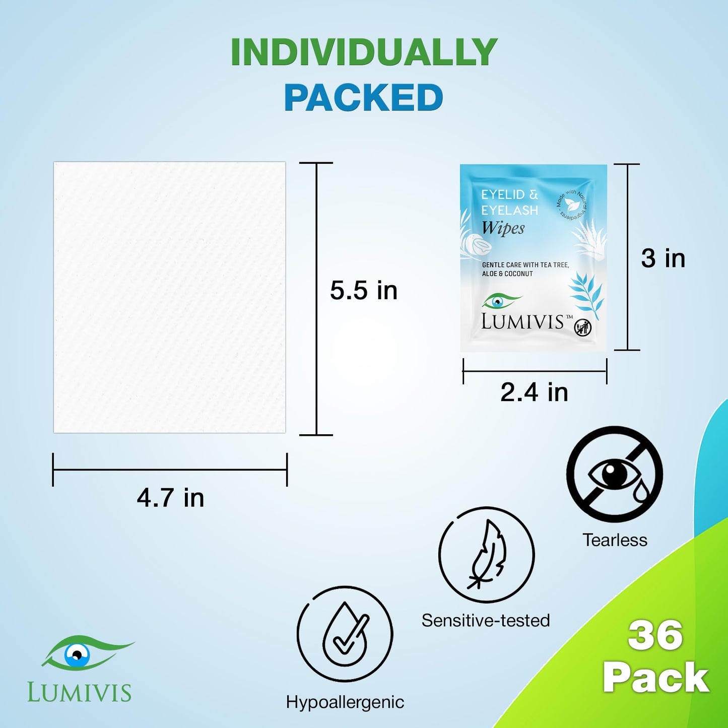 Lumivis Eyelid Wipes – Gentle Daily Eye Hygiene, 144 Individually Wrapped