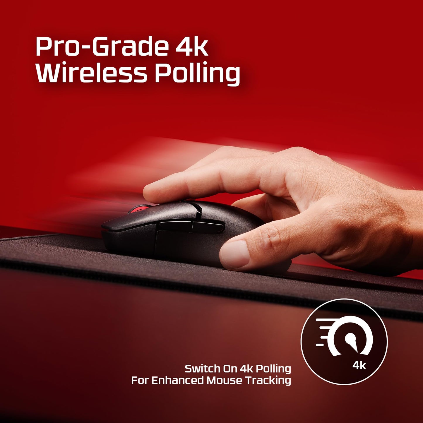 HyperX Pulsefire Saga Pro – Wireless Gaming Mouse for PC, Modular Design, Interchangeable Parts, 4k Polling, 72g Lightweight Frame, Wireless, Instant Pair, Black