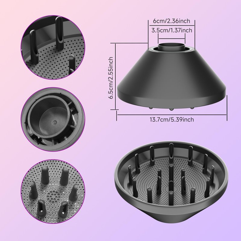 Hair Diffuser Attachment Nozzles for Dy-son Supersonic Hair Dryer HD01 HD02 HD03 HD04 HD08 HD15 Tools Accessaries Parts, Upgraded Magne-tic Diffuser Attachment, Black