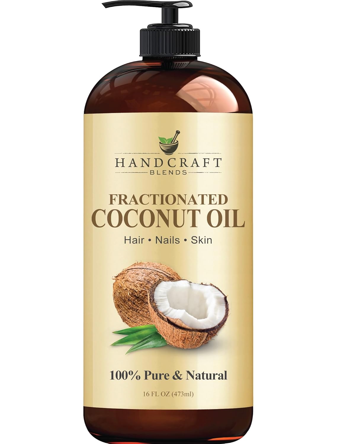 Handcraft Blends Fractionated Coconut Oil - 8 Fl Oz - 100% Pure and Natural - Premium Grade Carrier Oil for Skin and Hair - Hair and Body - Massage