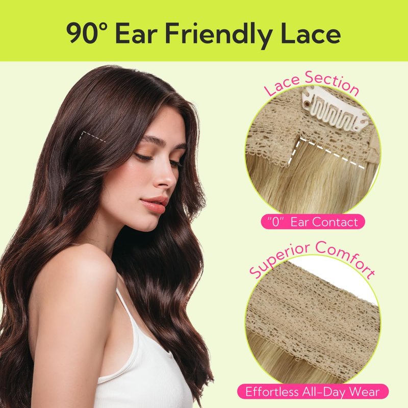 Wire Hair Extensions - 14 Inch 75g Ash Tone Light Blonde Highlights | Transparent Fish Line for Women