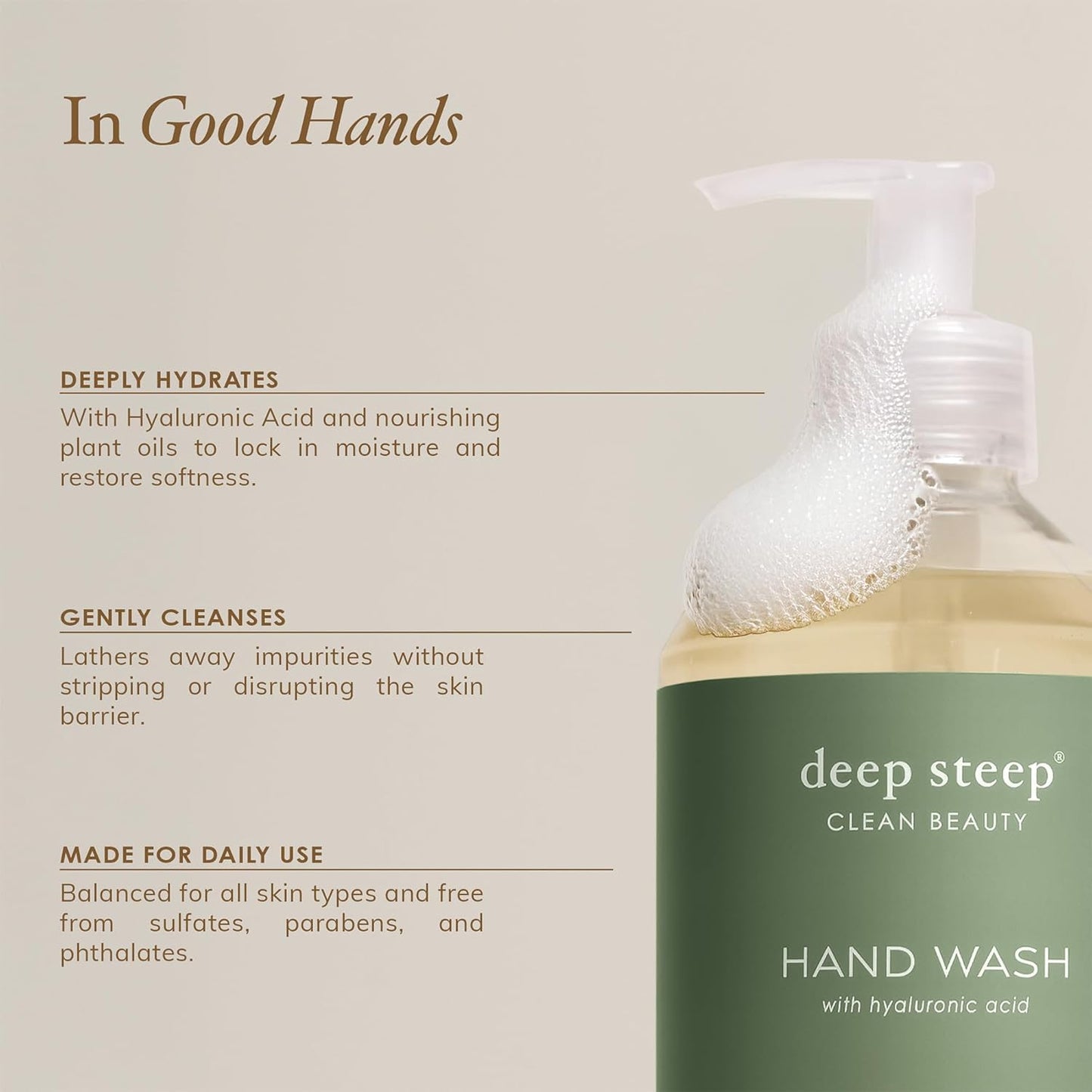 Deep Steep Liquid Hand Wash - Brown Sugar Vanilla Moisturizing Cleanser with Olive Oil & Aloe Vera | 17.6 oz