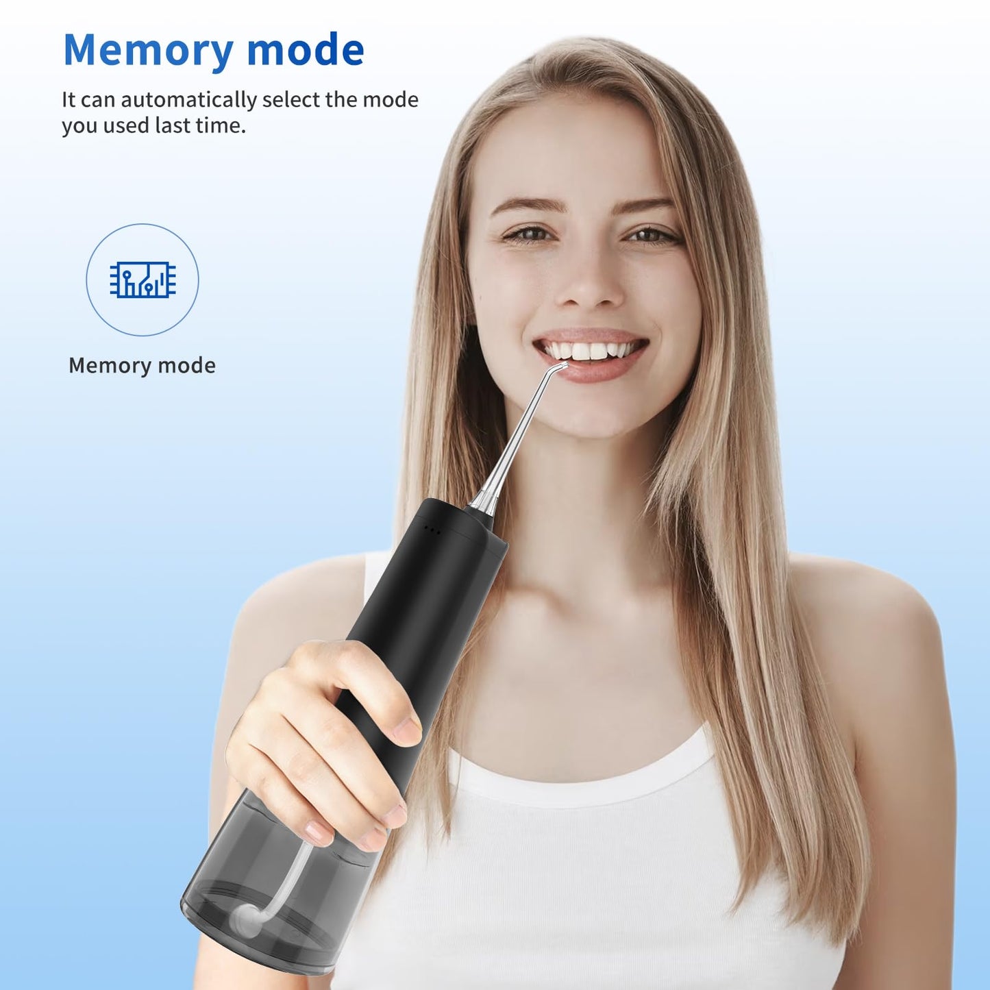 TTFM Dental Electric Water Flosser for Teeth Gums Braces, Dental Portable Flosser, 9 Pressure Modes, 300ml Tank Capacity, Rechargeable IPX7 Waterproof Teeth Cleaner
