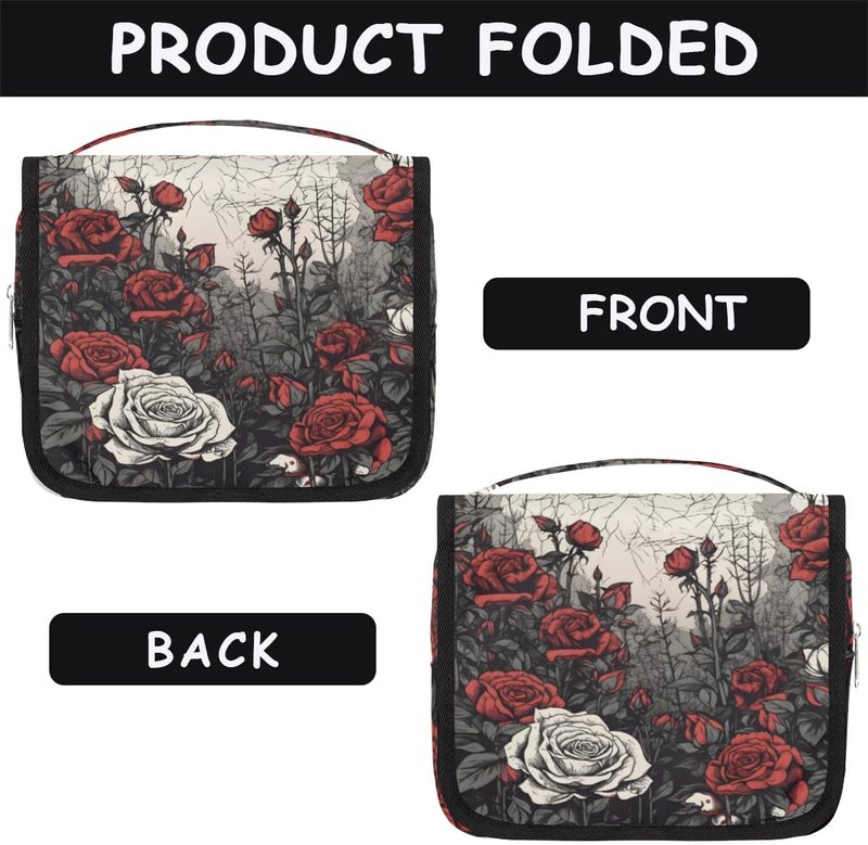 Travel Toiletry Bag - Rose Hanging Cosmetic Organizer for Kids & Adults | Durable Makeup & Shaving Kit with Sturdy Hook