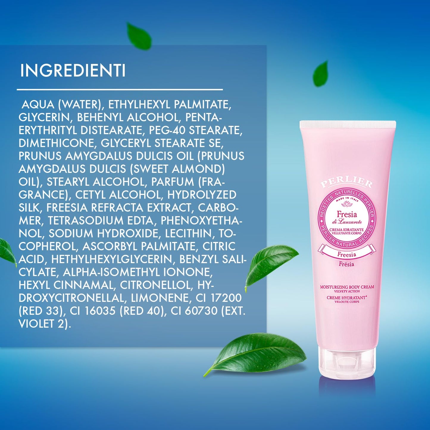 PERLIER – Freesia Body Cream 8.4 Oz, Hydrating Moisturizing Body Lotion, Floral Scent, Enriched with Sweet Almond Oil, Leaves Skin Soft Smooth & Silky, Daily Body Care