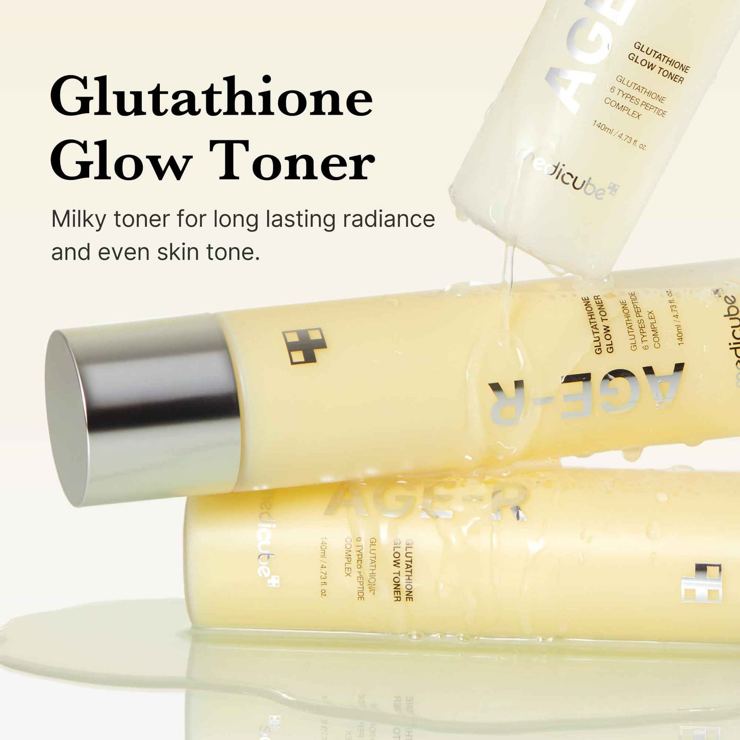 medicube Age-R Glutathione Glow Milky Toner, Low-Irritation Double Layer Toner for Glass Glow Skin with Peptide, Even Skin Tone, Radiance, Hydration, Korean Skincare