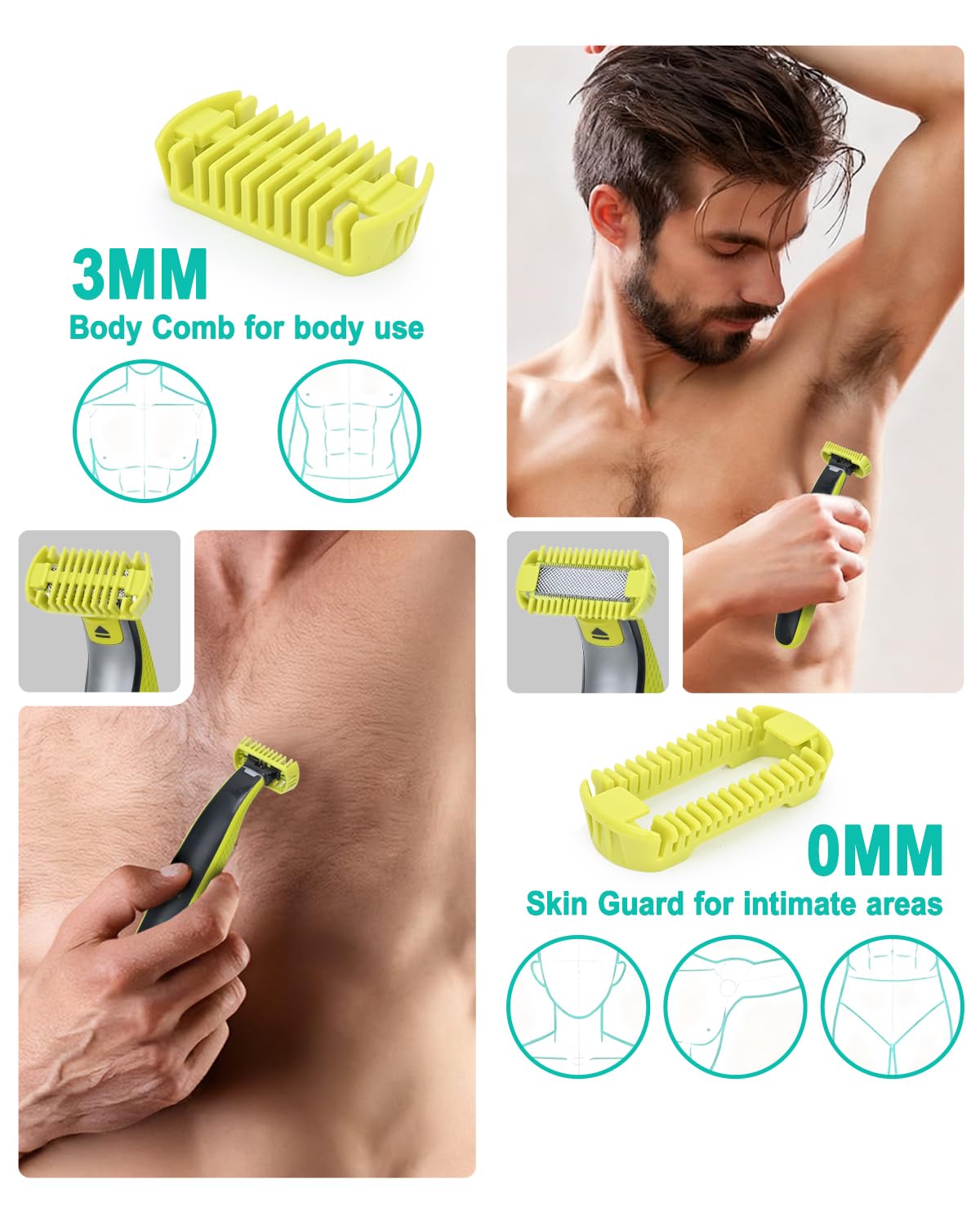 LSAUVWN Guard Combs Kit with Case Compatible with Philips Norelco OneBlade Handles, 1/2/3/5mm Guide Combs, 0/3mm Body Comb and Protective Cap for Electric Shaver Accessories for Men (7 Pcs)