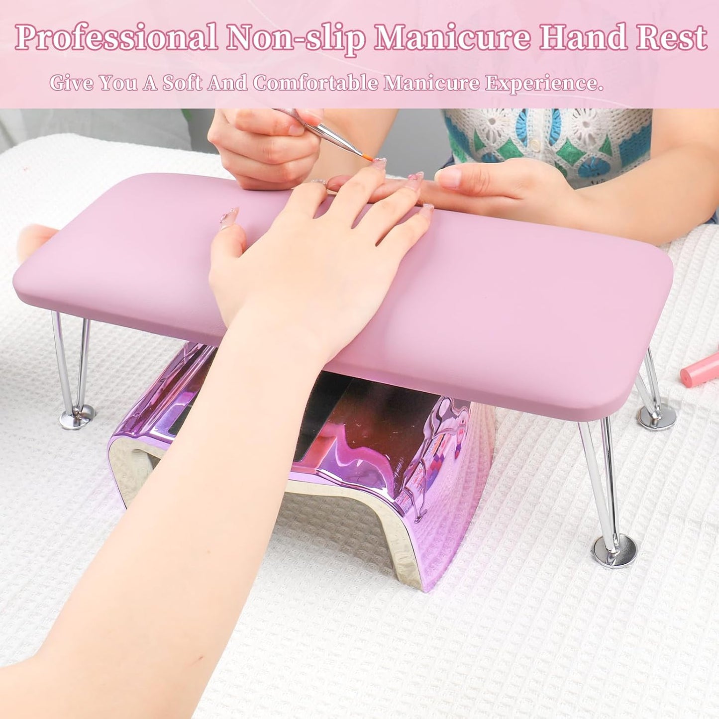 Nail Arm Rest - Microfiber Leather Cushion for Manicure | Purple Color, Perfect for Home or Salon Use