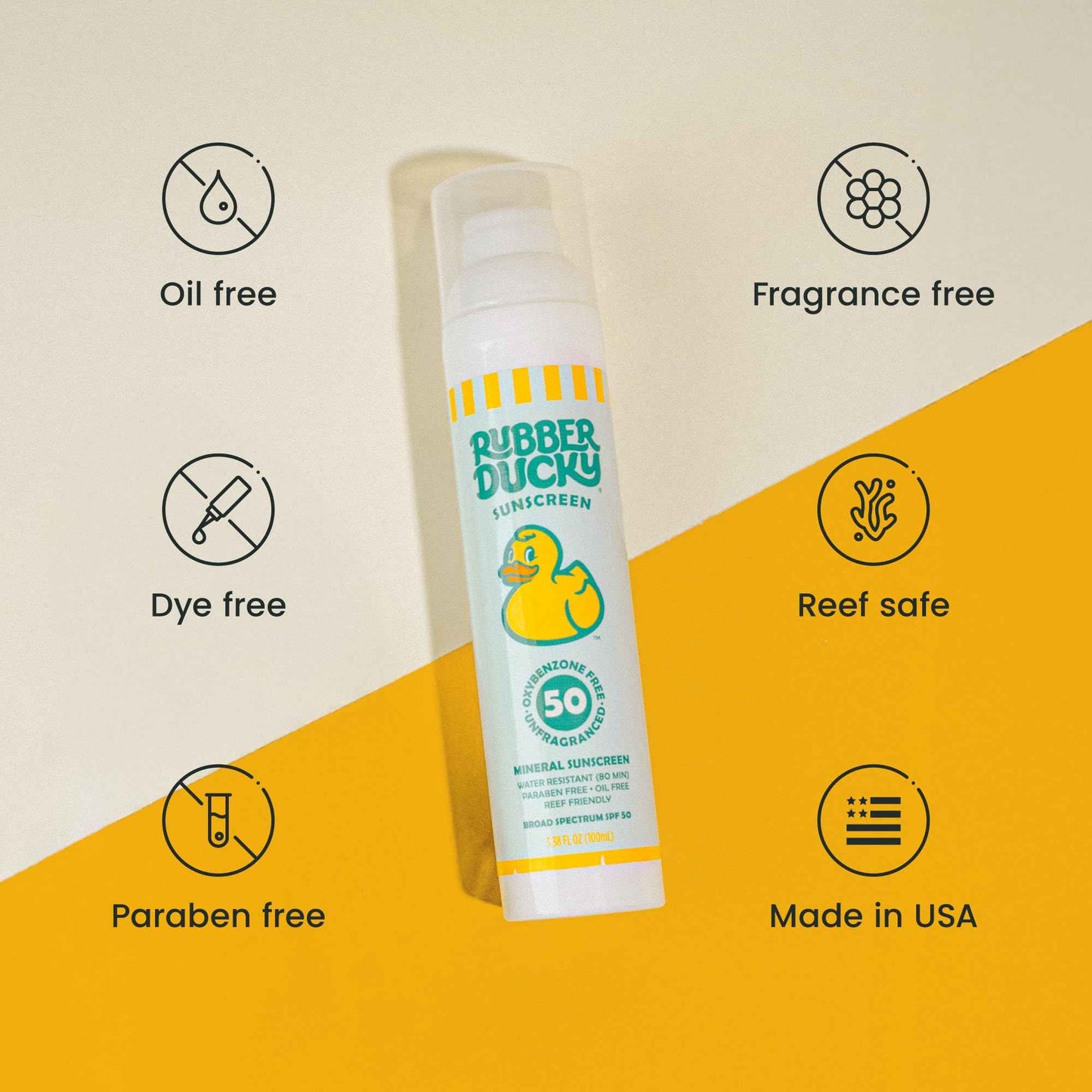 Rubber Ducky - Mineral Sunscreen for Kids - Water Resistant, Vegan, and SPF 50 Sunscreen with Vitamin E for Face and Body - Broad Spectrum, Reef Friendly (Moisturizing Sunblock) - 3.4 Oz
