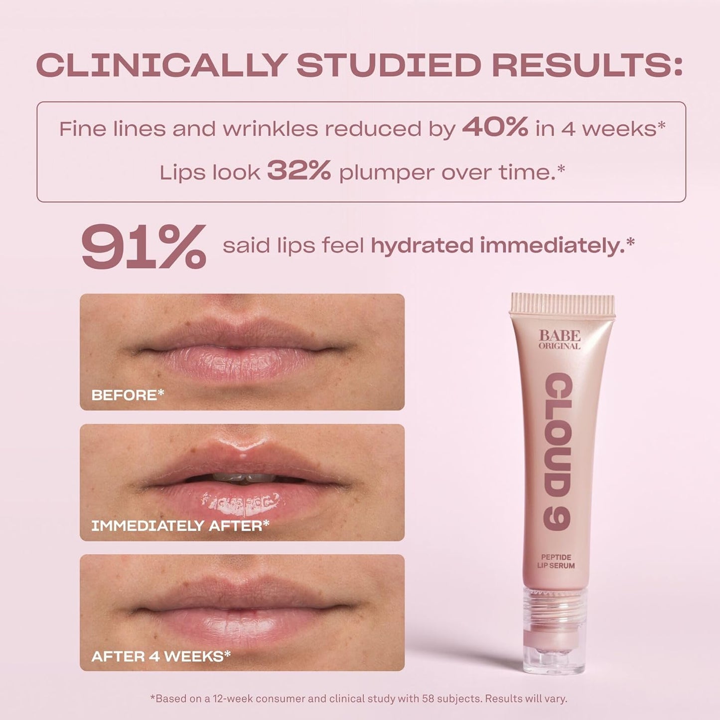 Cloud 9 Peptide Lip Serum - Hydrating Daily Lip Treatment with Cloudberry Oil & Hyaluronic Acid | Smoothing Vegan Lip Care