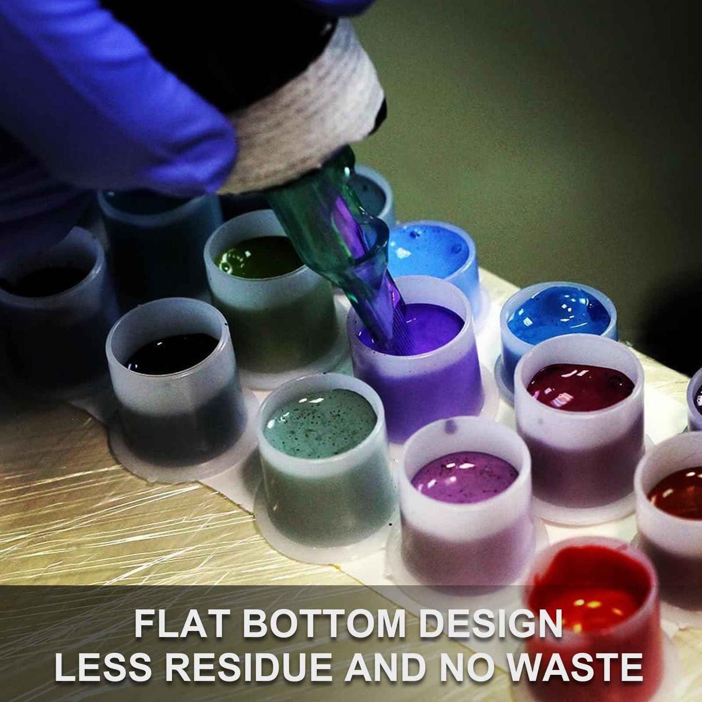 500PCS Tattoo Ink Caps with Base - Autdor Tattoo Cups #20 Extra Large Disposable Self Standing Pigment Cups Plastic Ink Cups Container Caps for Permanent Makeup Microblading Tattoo Artists