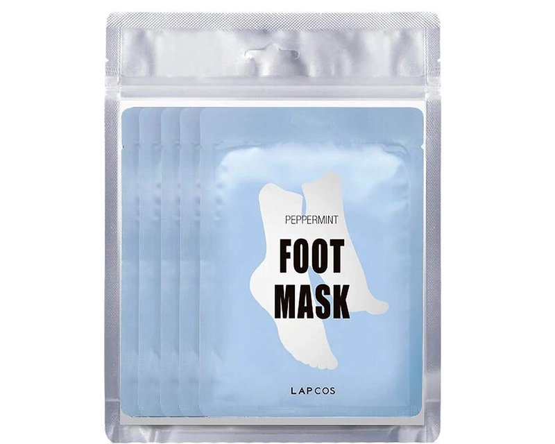 LAPCOS K Beauty Foot Mask, Moisturizing Spa Treatment with Peppermint and Lavender, Repair Dry Cracked Heels & Feet, Korean Beauty Favorite, 5-Pack