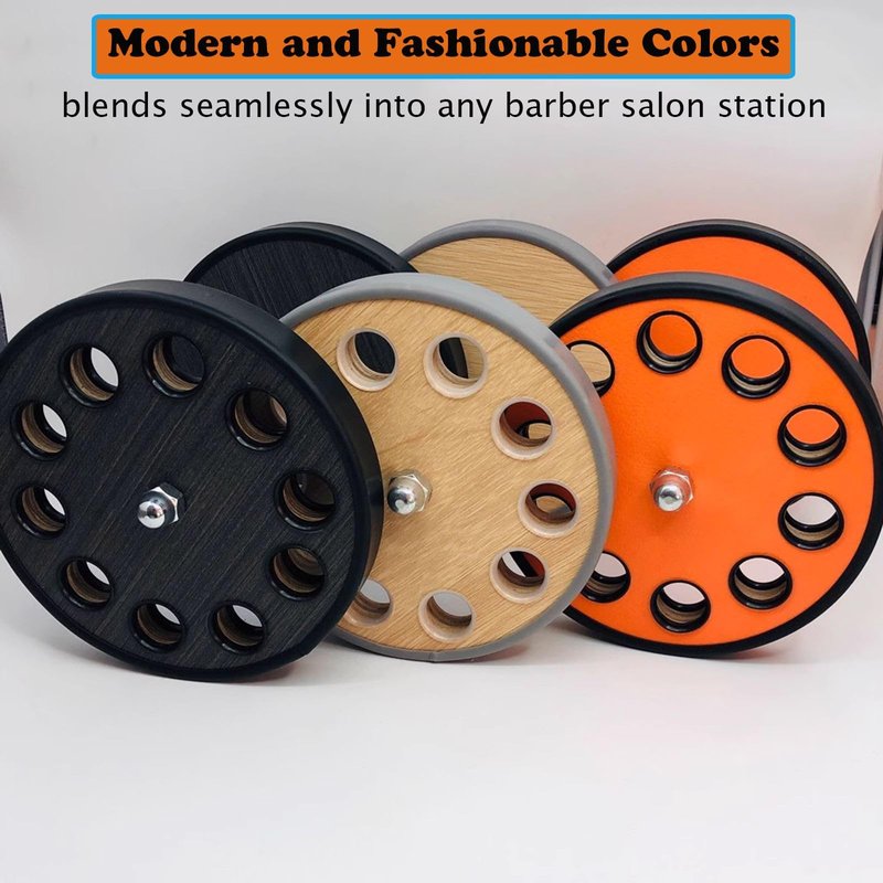 XDONEF Rotating Hair Scissors Holder, Wooden Barber Scissors Storage Holder Salon Shears Holder Hair Stylist Scissors Container Hairdressing Tools Organizer Orange